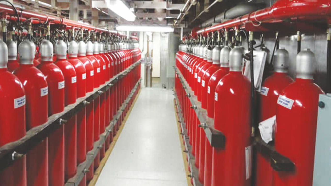 Sistema de supressão por CO2 sistema fixo de combate a incêndios em navios e plataformas offshore